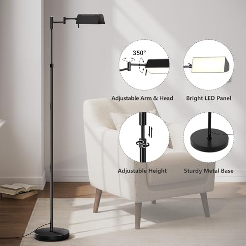 SUNMORY Dimmable LED Pharmacy Floor Lamps, 16W/1500LM Bright Reading Lamp