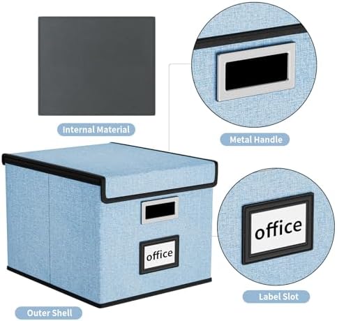 File Organizer Box with Lids, Collapsible File Folder Organizer