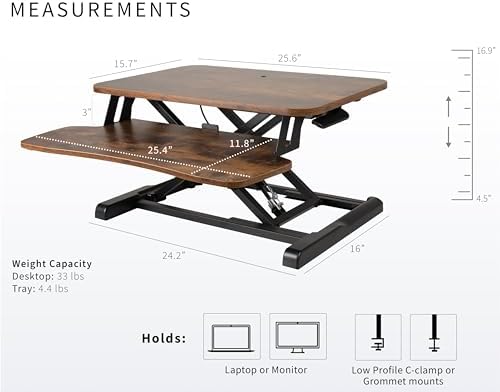 VIVO Rustic Vintage Brown 26 in Standing Desk Converter, DESK-V026KN
