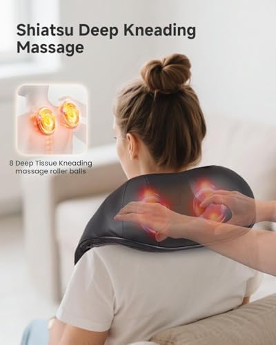 Snailax Shiatsu Neck Massager with Heat, Deep Tissue Shoulder Back Massager