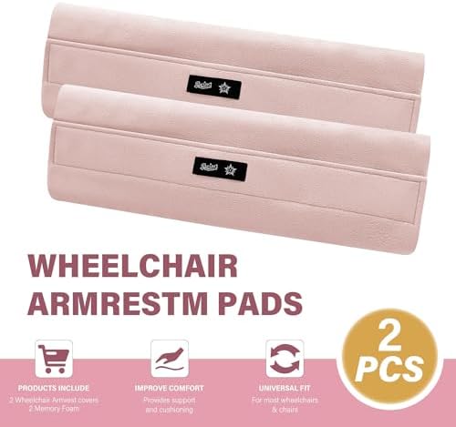SPRING SEAON Wheelchair Armrest Covers, Soft Suede Memory Foam Pads, 1 Pair