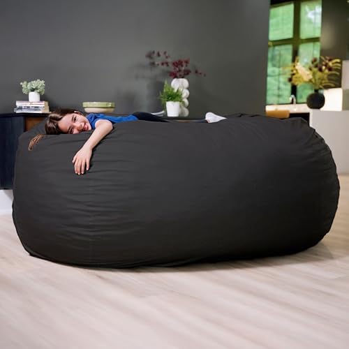 Big Joe Fuf 7Ft Giant Foam Bean Bag Chair, Oversized Couch with Removable Cover for Kids, Teens, Adults, Onyx Lenox, 7 Foot