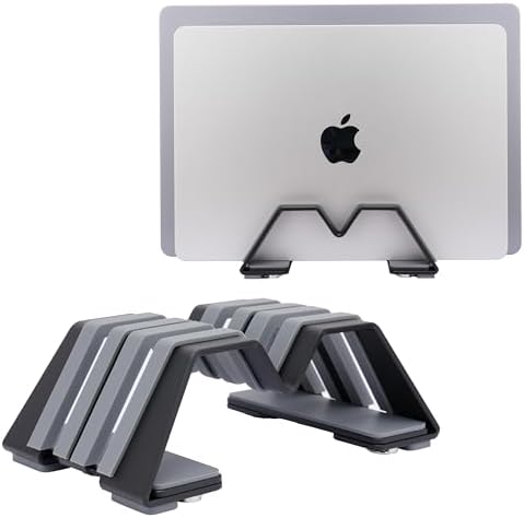 Adjustable Dual Vertical Laptop Stand - Supports 2 Devices Holder, Fit for All Laptops(10-30mm Thickness) - Fashion Design, Adjustable Width, Anti-Slip & Scratch-Resistant, Patented Design