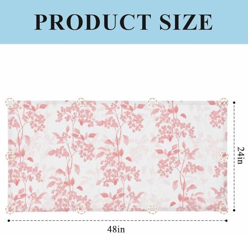 Pink Flower Leaves Magnetic Fluorescent Light Covers for Ceiling Lights 2 x 4 Feet,Grey Modern Pastel White Floral Spring Summer Office Classroom Kitchen Drop Ceiling Light Filter Covers 2 Packs