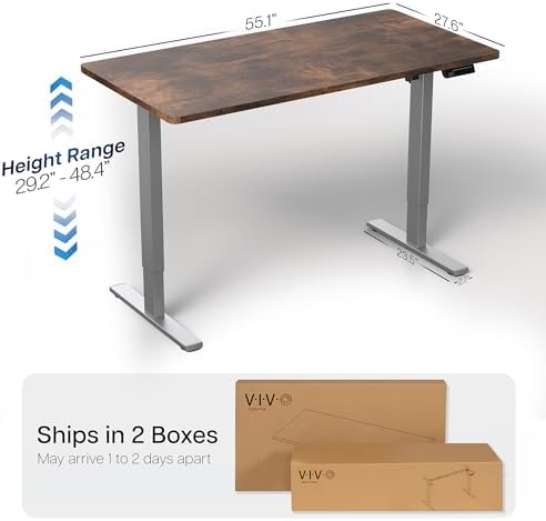 VIVO Rustic Vintage Brown 55 x 28 in Standing Desk, DESK-KIT-1G55N