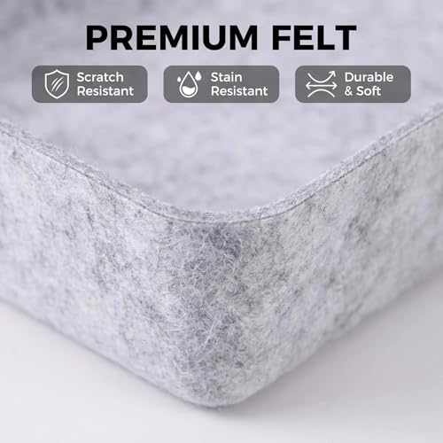 Felt Desk Drawer Organizer, 8pcs Shallow Storage Trays Bins, Office Accessories Box Inserts College Jewelry & Makeup Boxes Containers(Grey)