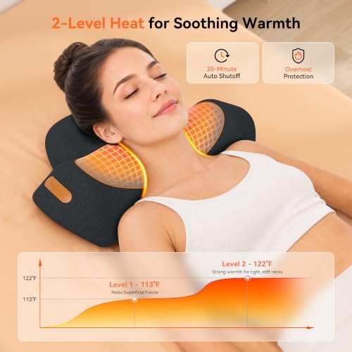 3 in-1 Cordless Neck Massager Pillow with Heat, Vibration & Traction