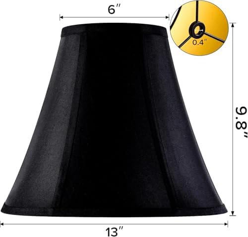GO&SO Black Bell Lamp Shade, Medium, 6" Top x 13" Bottom x 9.8" High
