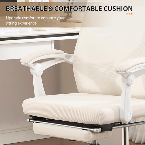 Qulomvs Ergonomic Office Chair with Massage&Heated Lumbar Support, Kneading Massage Office Chair with Foot Rest, Reclining Home Office Desk Chair Adjustable Mesh Computer Desk Chair with Wheels