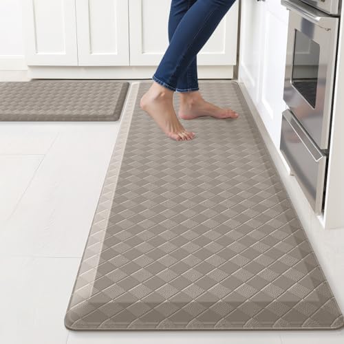 TranquilRelax 4/5 Inch Cushioned Anti Fatigue Kitchen Mats for Floor, Taupe