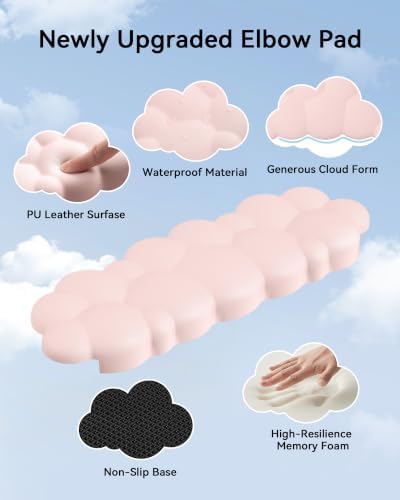 Laborio Elbow Pad for Desk, 2-Pack Cloud Elbow Rest(Pink), Edge Arm Rest