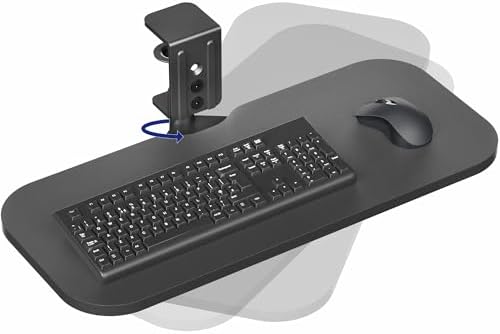 VIVO Black Clamp-on 23 x 10 in Rotating Keyboard Tray, MOUNT-KB04CB