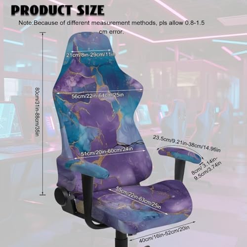Office Chair Covers Stretchable Gaming Chair Cover Removable Washable Armchair Slipcovers with Arms Purple Computer Chairs Seat Slipcovers Fits Most Office/PC Chairs