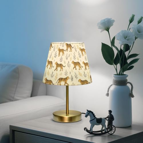 3-Way Dimmable Table Lamp Tigers Leaves Bedside Nightstand Lamp for Bedroom, Desk Lamp for Reading Study & Home Office, LED Bulb Included S
