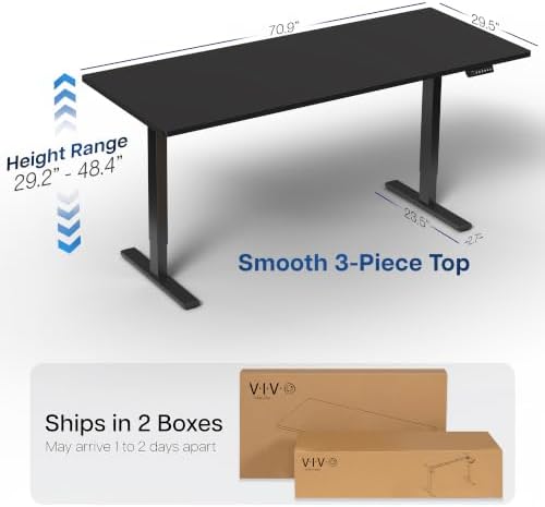 VIVO Black 71 x 30 in Standing Desk, DESK-KIT-1B7B