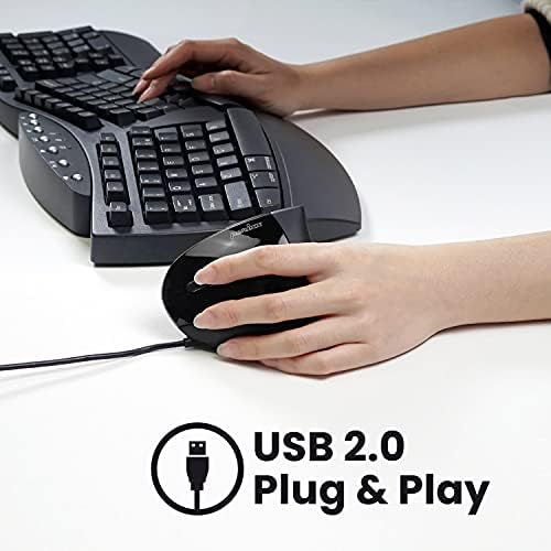 Perixx Perimice-513L Wired Vertical Ergonomic Mouse with 2 DPI, 6 Button Optical Ergo Mouse with 2 Level DPI Switch 1000 1600, Left Handed, Black