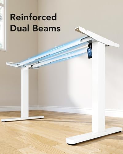 HUANUO Electric Standing Desk Frame with Double Crossbeam,Whtie Frame Only