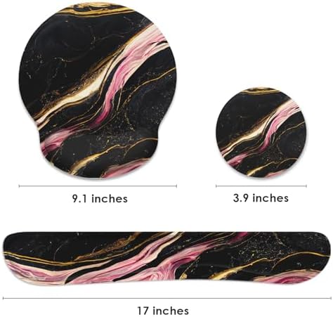 Britimes Ergonomic Mouse Pad Set with Wrist Rest, Marble Black