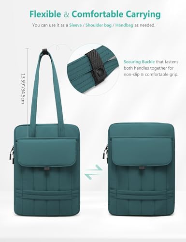 HYZUO 15-16 Inch Puffy Laptop Case Sleeve Padded Handbag, Dark Green