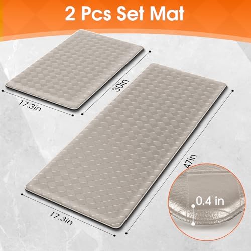 TranquilRelax 2-Piece Kitchen Mats, Cushioned Non-Slip Floor Mats, Taupe