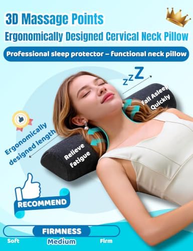Cervical Neck Roll Pillow for Neck Pain Relief Sleeping-Ergonomic Support
