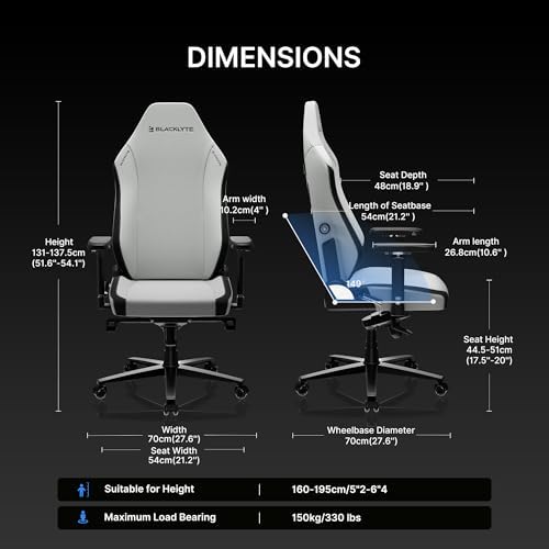 Blacklyte Athena Pro Gaming Chair, Gray, Fabric