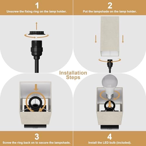 Bedside Table Lamp for Bedroom with 2 USB Ports, 14-Inch, Beige