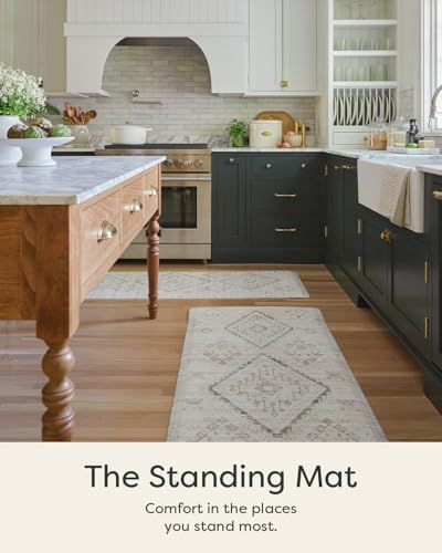 House of Noa Nama Standing Mat – Anti-Fatigue Kitchen Mats for Floor, Cushioned & Non-Slip Kitchen Comfort Mat for Standing, Thick Foam Anti-Fatigue Mat for Kitchen & Workspaces, Ula Calico 22" x 54"