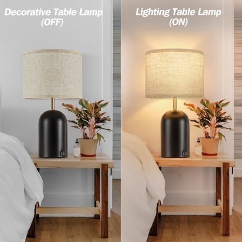 GyroVu Touch Control Table Lamps Set of 2, Black Bedside Lamps for Bedroom