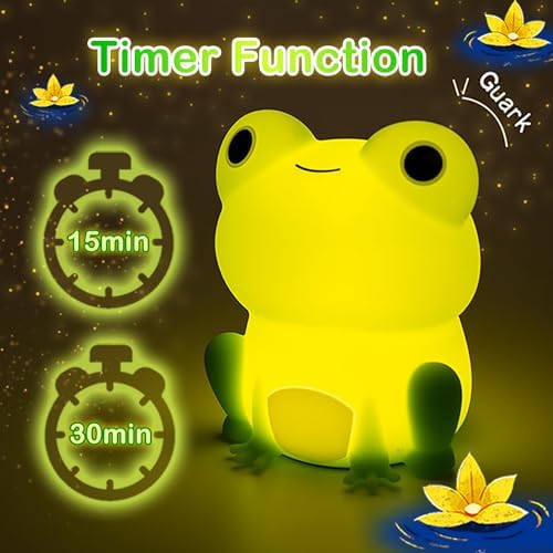 Cute Frog Night Light for Kids, Color Changeable Soft Silicone Sleeping Night Lamp for Nursery, Dimmable Timer Rechargeable Colorful Baby's Light Room Decor Children Gifts