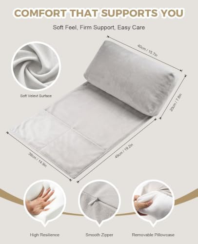Headrest Pillow Adjustable Non-Slip Velvet for Recliner/Armchair, Grey