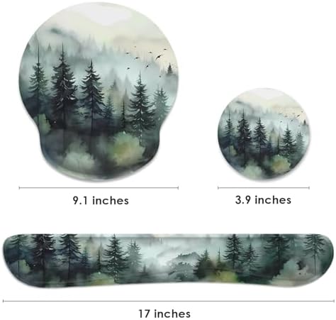 Britimes Ergonomic Mouse Pad Set with Wrist Rest, Green Mountain