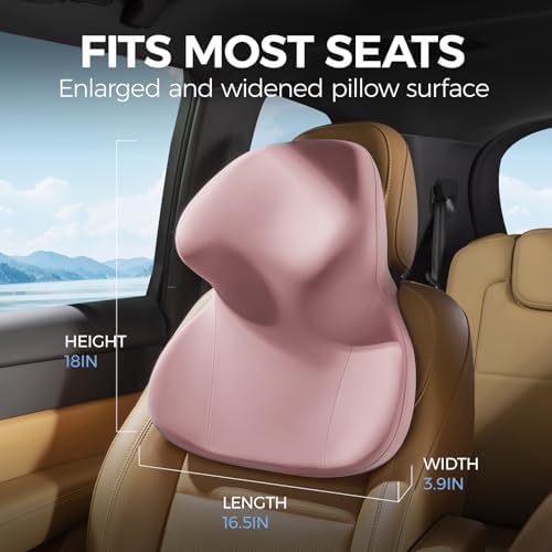 BEBAS Car Headrest Pillow, Ergonomic Neck Pillow with Memory Foam, Pink