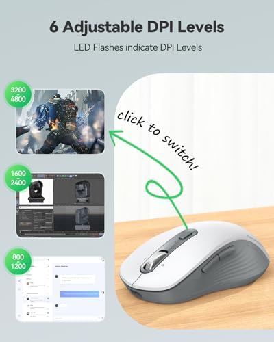 TECKNET Rechargeable Wireless Bluetooth Mouse with 4-Way Wheel, 3-Device
