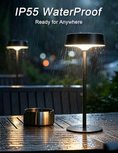 2 Pack Solar Outdoor Table Lamp, Rechargeable Waterproof Lamp