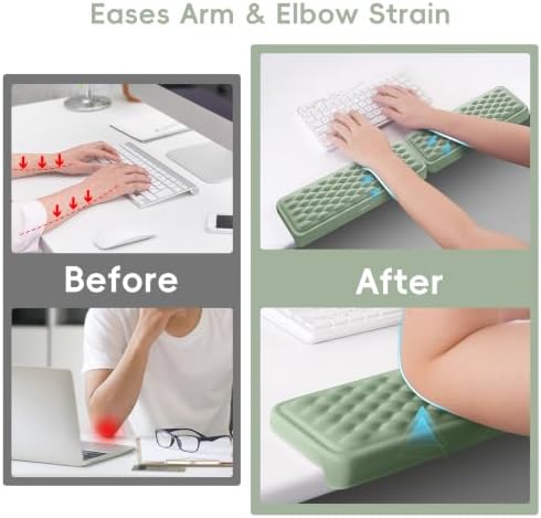 MOSISO Arm Rest for Desk, L-Shaped Desk Elbow Pad for Desk, Antique Green