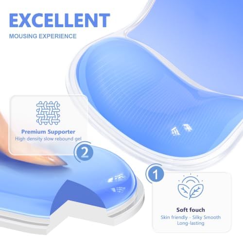 AKIT Ergonomic Mouse Pad and Keyboard Wrist Rest Set, Gel Mousepad, Blue