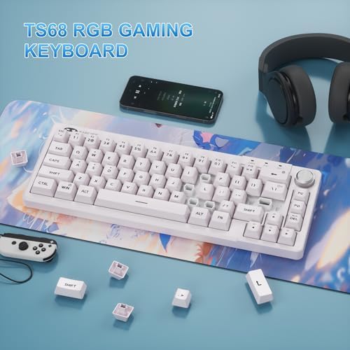 MageGee Mini 60% Gaming Keyboard, RGB Backlit Ultra-Compact Keyboard, TS68 Ergonomic Waterproof Mechanical Feeling Office Computer Keyboards for PC, MAC, PS4, Xbox ONE Gamer
