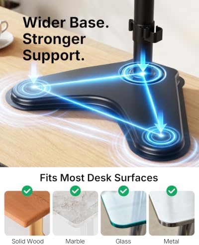 HUANUO Triple Monitor Stand for 13-27 Inch Screens, 3 Monitor Mount