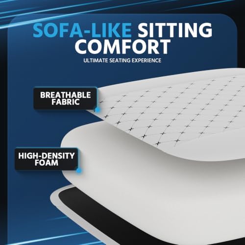 Video Gaming Chair Ergonomic Computer Chairs Gamer Chairs for Adults Massage Lumbar Support Swivel Height Adjustable Headrest Backrest White