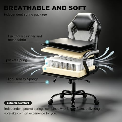 3 IN 1 Gaming Office Study Chair, Breathable Mesh Back Computer Desk Chair