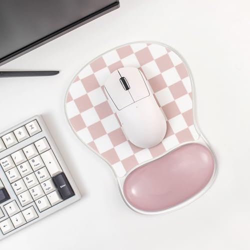 Checkered Mouse Pad with Gel Wrist Rest Support, Ergonomic Cooling Mousepad