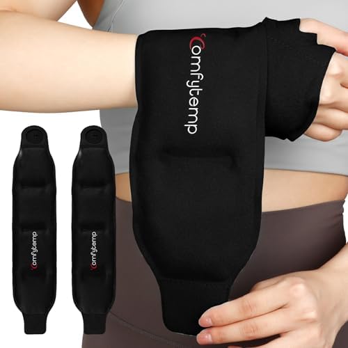 Comfytemp Wrist Ice Pack Wrap for Carpal Tunnel Relief, 2 Packs, Black
