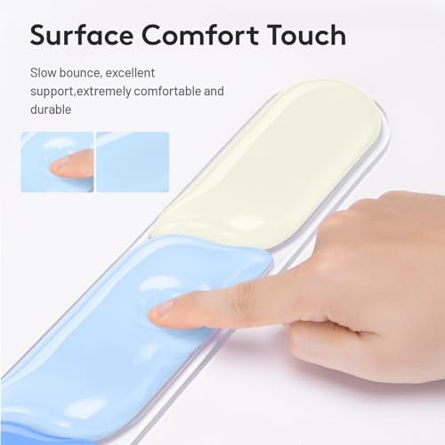 Upgrade Keyboard Wrist Rest Set, Gel Keyboard Wrist Support Mousepad, Ergonomic Mouse Wrist Mat for Computer, Laptop, Home, Office, Blue Color Block