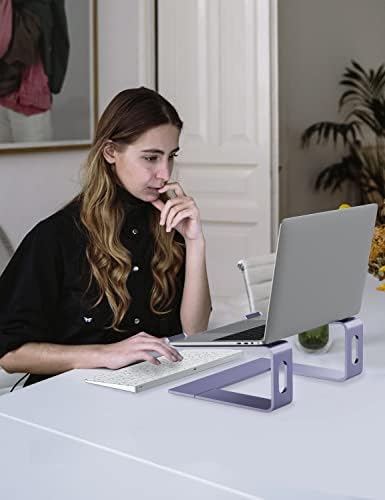 ALASHI Ergonomic Laptop Stand, Aluminum Desk Riser, 10-15.6", Light Purple