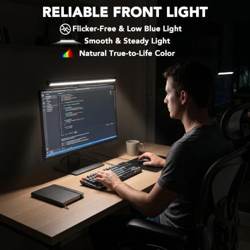 Smart Monitor Light Bar with RGB Backlight, Software-Controlled Display Color & Music Sync, LED Desk Lamp，Monitor Light for Gaming/Work with 16M Colors & 18 Modes – 16"