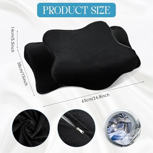 Hahafelt Cervical Neck Pillow Case Plush with Zipper, Black, Queen Size