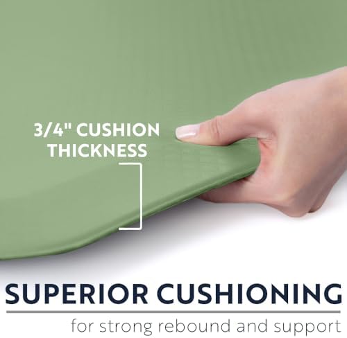 KANGAROO Cushioned Anti Fatigue Kitchen Mats for Floor, 20x58 Sage Green | Reduce Foot, Knee, Back Pressure, 3/4 Inch Thick Ergonomic Mat, Waterproof Comfort Rug for Sink, Standing Desk, Store Floors