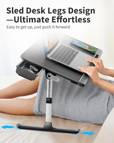 SAIJI Laptop Bed Tray Table - Adjustable Lap Desk for Couch (Dark Black)
