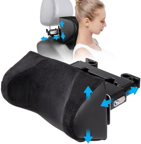Spurtar Car Neck Pillow Height Adjustable Memory Foam Travel Pillow Headrest for Adults Neck Comfort Pain Relief While Driving Travel - Only Fit for Poles Distance 1.1" - 3.9" - Not for Children
